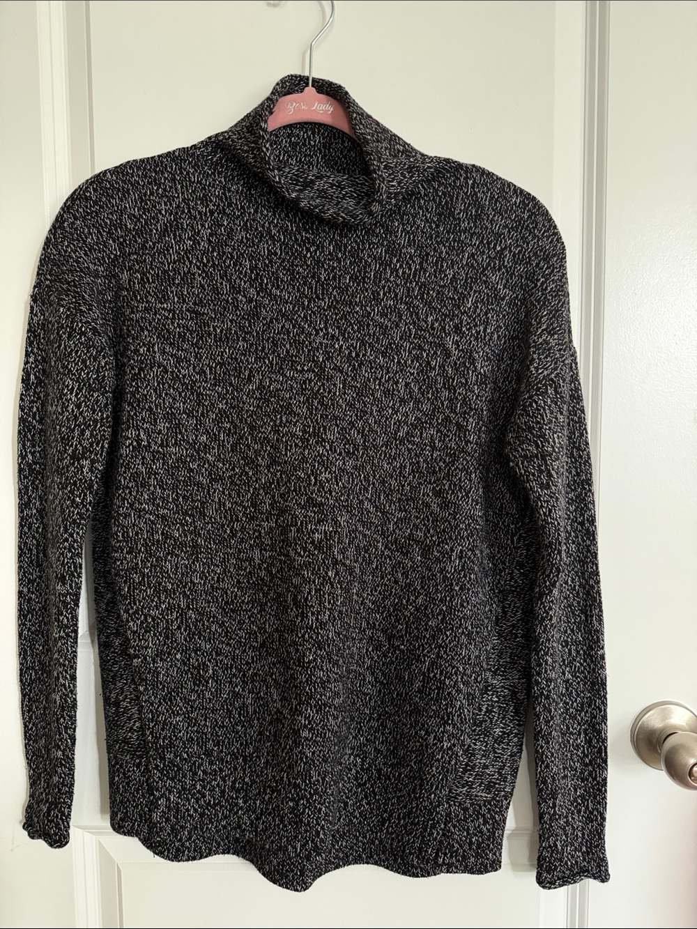 Tahari Black & Gray Marled Turtleneck Sweater